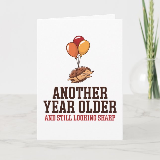 Hedgehog Pun Still Looking Sharp Funny Birthday Card (Front)