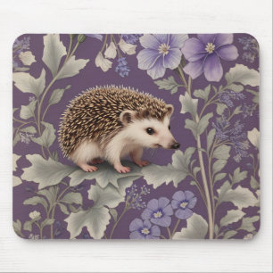Hedgehog Purple William Morris Inspired Floral Mouse Mat