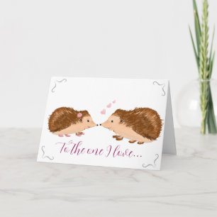 Hedgehog Romantic Birthday Card