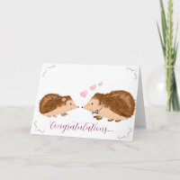 Hedgehog romantic engagement card