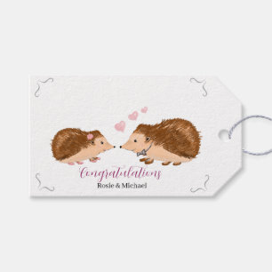 Hedgehog romantic wedding or engagement gift tags