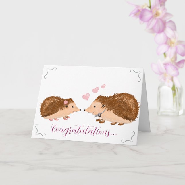 Hedgehog romantic weddingcard card (Orchid)