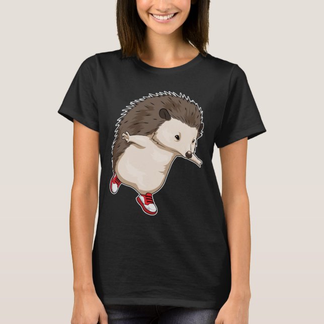 Hedgehog Runner Running Sports T-Shirt (Front)