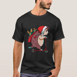 Hedgehog Santa Hat Christmas Pajama Cute Animal Xm T-Shirt