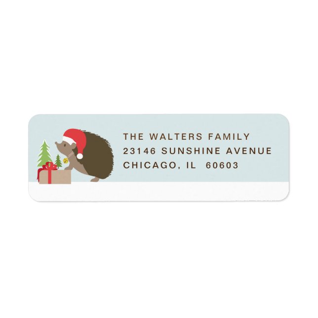 Hedgehog Santa Hat Return Address Labels (Front)
