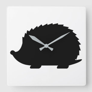 Hedgehog Silhouette Square Wall Clock