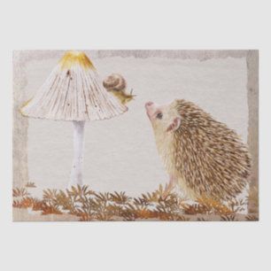 Hedgehog Snail Forest Mushroom Watercolor Tissue Paper