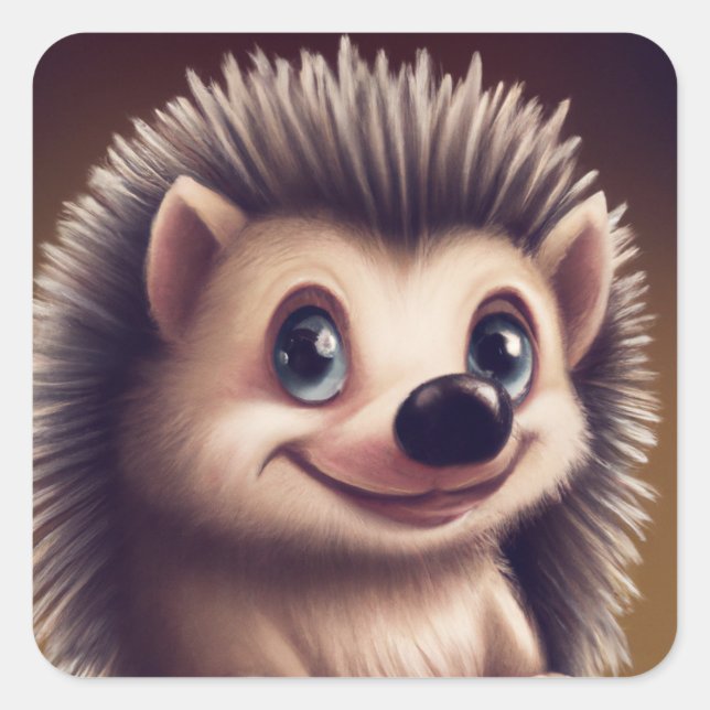 Hedgehog Square Sticker (Front)