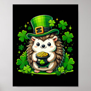 Hedgehog St Patricks Day Cute Hedgehog For Kids Bo Poster