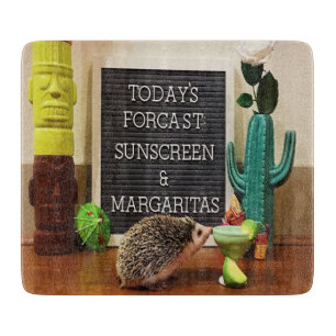 Hedgehog Sunscreen and Margaritas Cutting Board