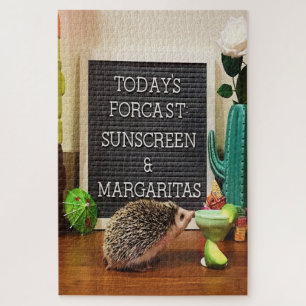 Hedgehog Sunscreen and Margaritas Jigsaw Puzzle