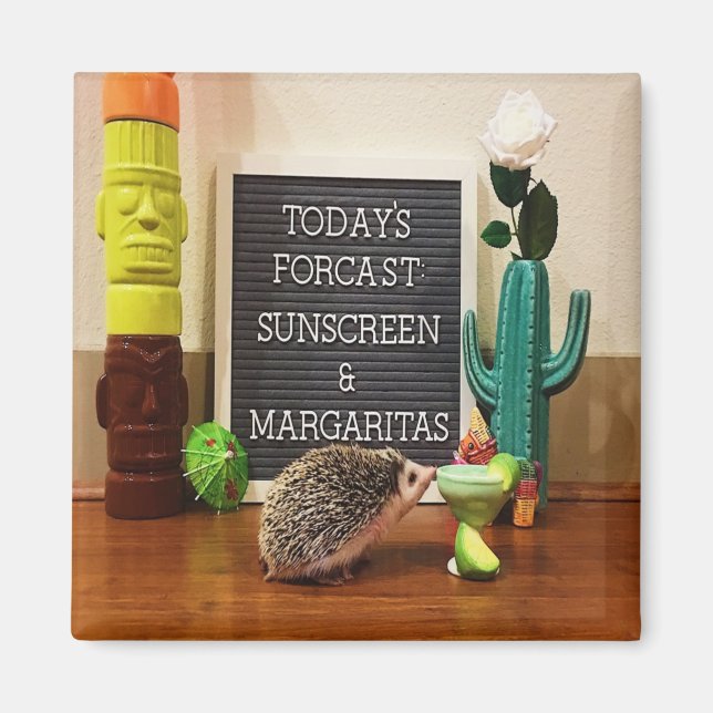 Hedgehog Sunscreen and Margaritas Magnet (Front)