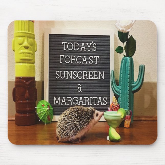 Hedgehog Sunscreen and Margaritas Mouse Mat (Front)