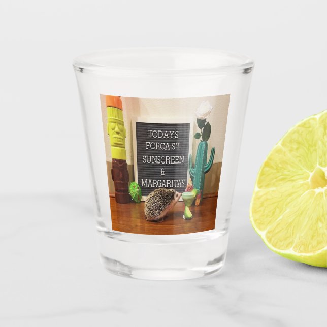 Hedgehog Sunscreen and Margaritas Shot Glass (Front)