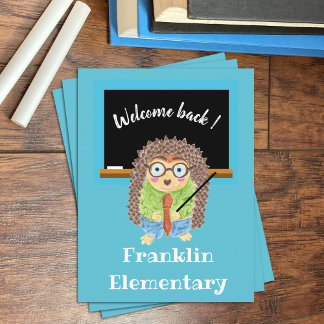 Hedgehog teacher back-to-school postcard