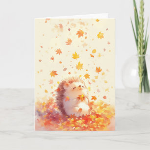 Hedgehog The Joy of Falling Leaves Card