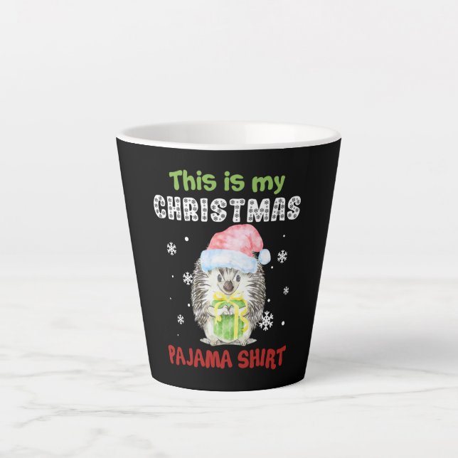 Hedgehog This Is My Christmas Pajama Shirt Latte Mug (Front)