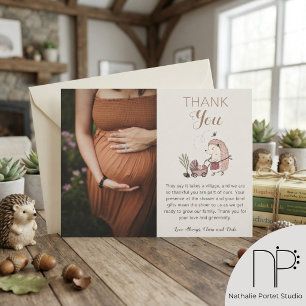 Hedgehog Toile Photo Thank You Card