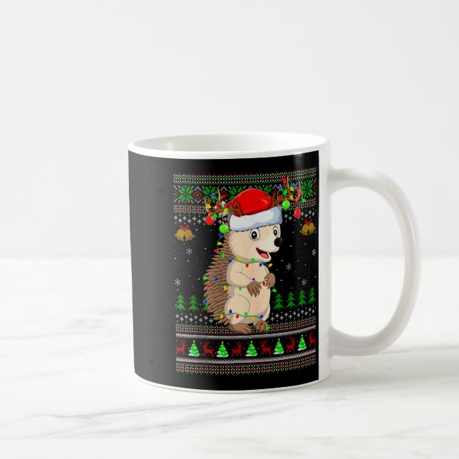 Hedgehog Ugly Christmas Sweaters Holiday Santa Cut Coffee Mug (Right)
