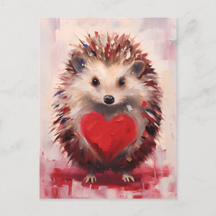 Hedgehog Valentines day Postcard