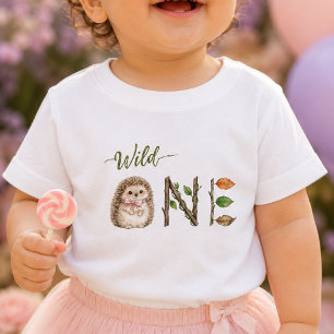 Hedgehog Watercolor Wild One Baby Birthday Shirt