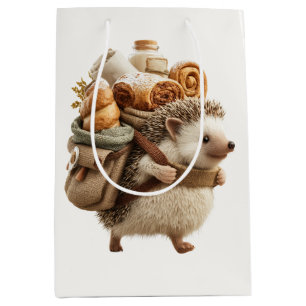 Hedgehog Wearing a Backpack Filled with Pastries Medium Gift Bag
