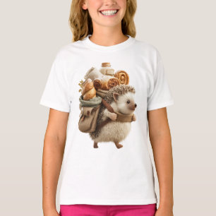 Hedgehog Wearing a Backpack Filled with Pastries T-Shirt
