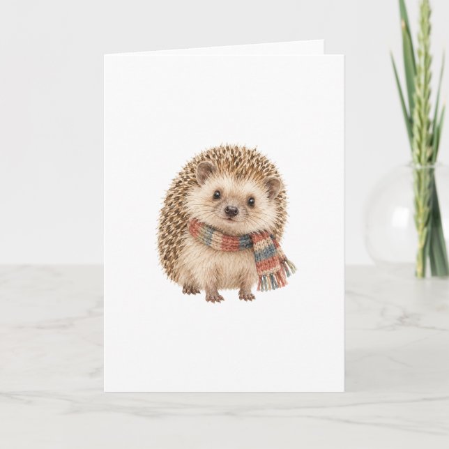 Hedgehog Wearing a Tiny Scarf Card (Front)