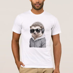 Hedgehog Wearing Hoodie Funny Cool Animal Vector T-Shirt