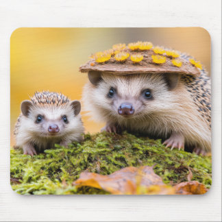 Hedgehog Wild Animal Loving in Nature Mouse Mat