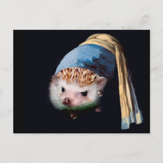 Hedgehog With a Pearl Earring  Postcard