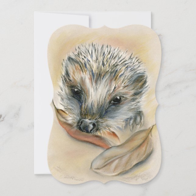 Hedgehog with Autumn Leaves Birthday Party Invitation (Front)