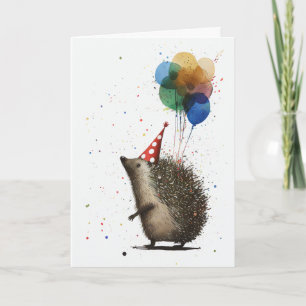 Hedgehog with Balloons Greeting Card