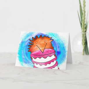 Hedgehog with cake card