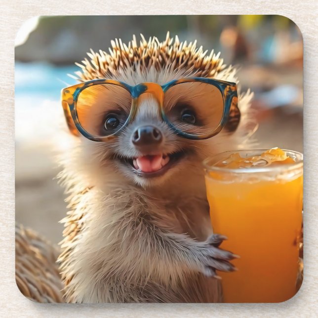 hedgehog with cocktail coaster