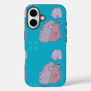 Hedgehog with Dandelion Cute Folk Art Nature iPhone 16 Case
