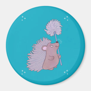 Hedgehog with Dandelion   Cute Folk Art Nature Magnet