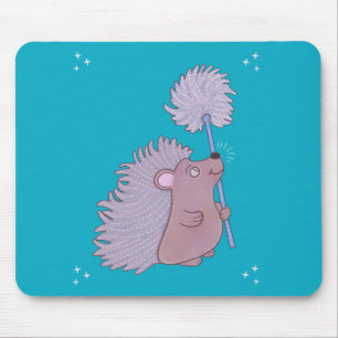 Hedgehog with Dandelion Cute Folk Art Nature Mouse Mat