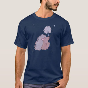 Hedgehog with Dandelion   Cute Folk Art Nature T-Shirt