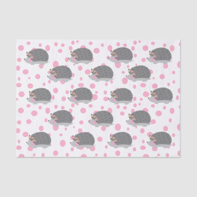 Hedgehog with Floral Wreath Tissue Paper (Front)