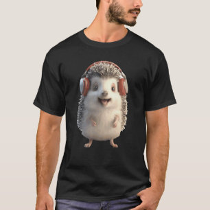 Hedgehog With Headphones Cute Animal  Graphic T-Shirt