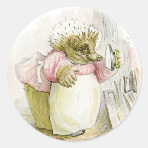 Hedgehog with Iron Mrs Tiggy-Winkle Classic Round Sticker