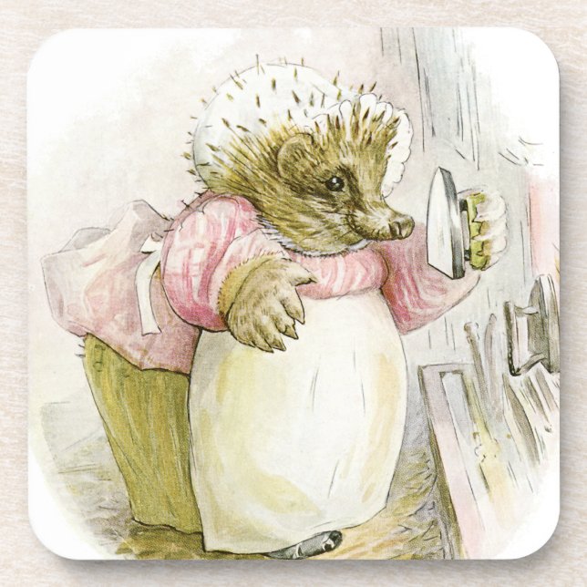 Hedgehog with Iron Mrs Tiggy-Winkle Coaster (Front)