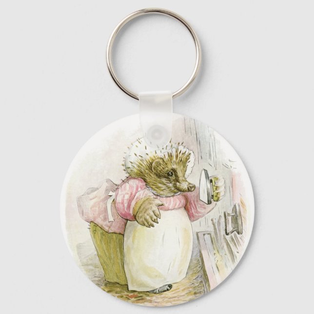 Hedgehog with Iron Mrs Tiggy-Winkle Key Ring (Front)