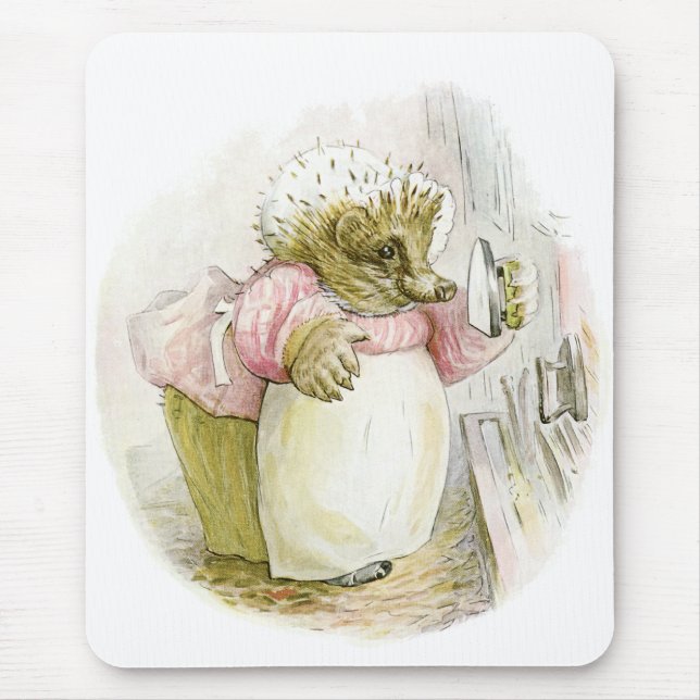 Hedgehog with Iron Mrs Tiggy-Winkle Mouse Mat (Front)