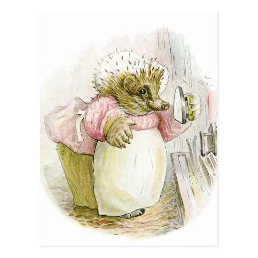 Hedgehog with Iron Mrs Tiggy-Winkle Postcard
