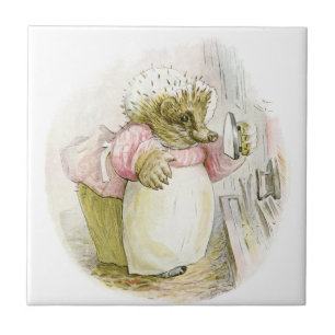 Hedgehog with Iron Mrs Tiggy-Winkle Tile