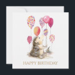 Hedgehog with pink balloons Happy Birthday<br><div class="desc">A cute watercolor hedgehog holding onto a balloon 
Happy Birthday greeting
Wishing you a very special Birthday greeting on back</div>