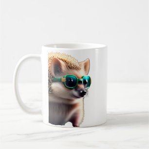 hedgehog with sunglasses  coffee mug