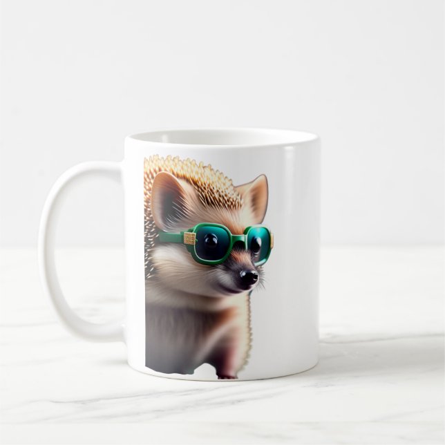 hedgehog with sunglasses  coffee mug (Left)